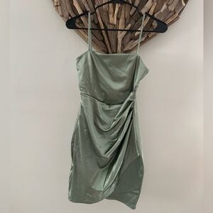 Medium green satin Windsor dress